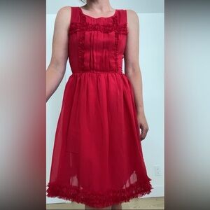 Red Chiffon Dress XS